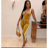 Winter Women's set Velvet bodysuit pencil pants suit two piece set Sexy sleeveless Street casual fashion tracksuit outfit